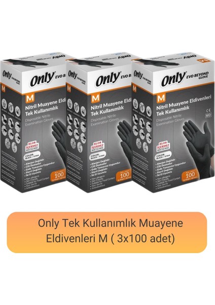 Evo Beyond Nitril Muayene Eldiveni M (100 Adet x 3)
