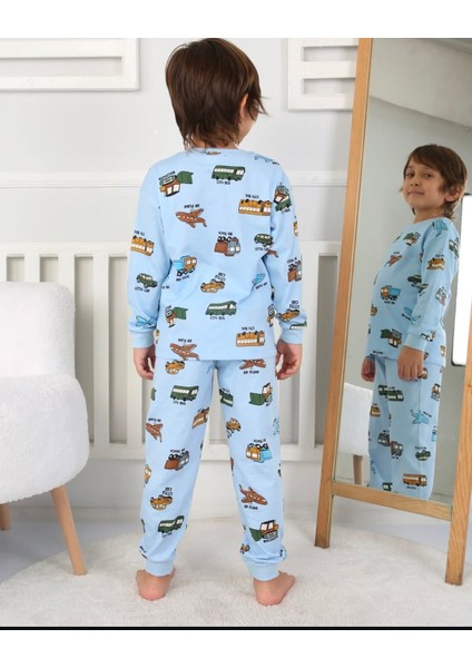 Erkek Çocuk Pamuklu Araba Desenli Pijama Takımı