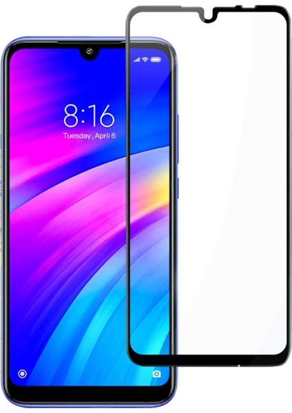 Xiaomi Redmi 7 Tam Kaplayan Temperli Cam Ekran Koruyucu Siyah