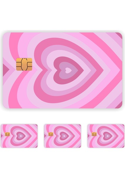 Aksesuar 4 Adet Pembe Kalpli Kart Kaplama Sticker Kart Etiketi