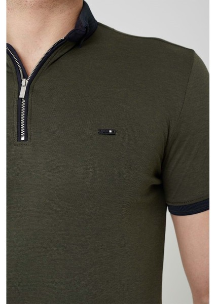 Erkek Fermuarlı Haki Yakalı Tshirt fiyatları