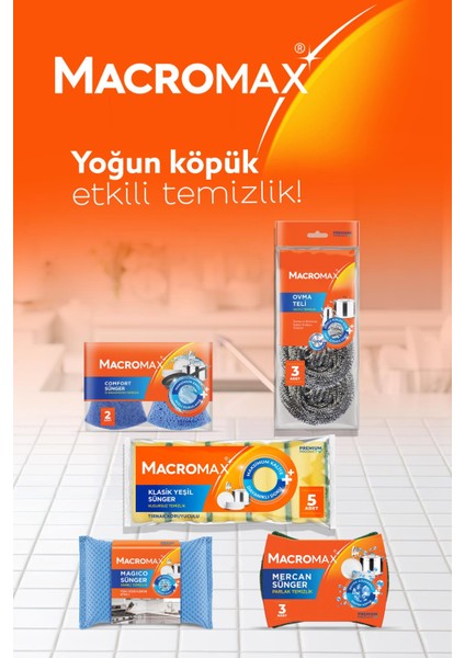 Klasik Yeşil Sünger 5'li (Düz) x 3 Adet