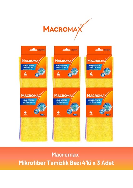 Mikrofiber Açık Temizlik Bezi 4'lü x 3 Adet
