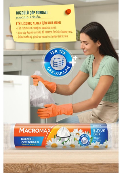 Büzgülü Papatya Çöp Torbası Büyük Boy 10'lu x 3 Adet