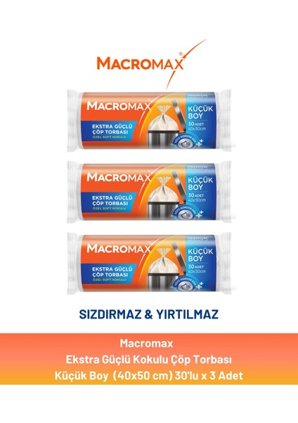 Ekstra Güçlü Çöp Torbası Küçük Boy 30'lu x 3 Adet