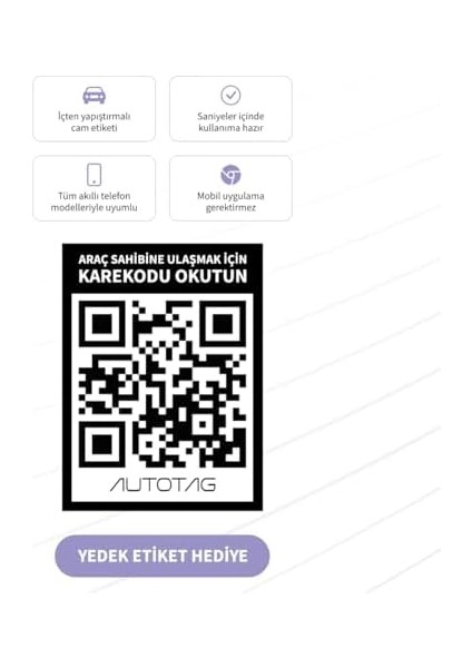 Qr Kodlu Akıllı Araç Etiketi - Karekod Numaratör - Içten Yapıştırmalı Cam Etiket