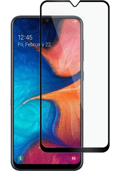 Samsung Galaxy A20E Tam Kaplayan Temperli Cam Ekran Koruyucu Siyah