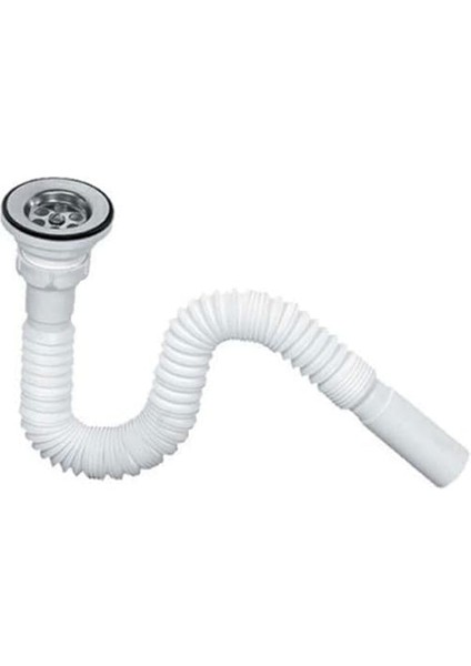 Home Yüksek Kaliteli Çelik Süzgeçli Lavabo Gider Hortumu,pratik Körüklü Sifon,uzun Eviye Gider Borusu (150CM)