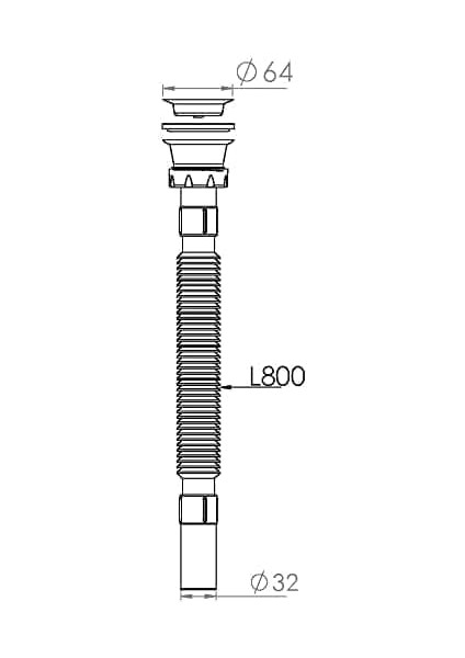 Home Yüksek Kaliteli Çelik Süzgeçli Lavabo Gider Hortumu,pratik Körüklü Sifon,uzun Eviye Gider Borusu (150CM)