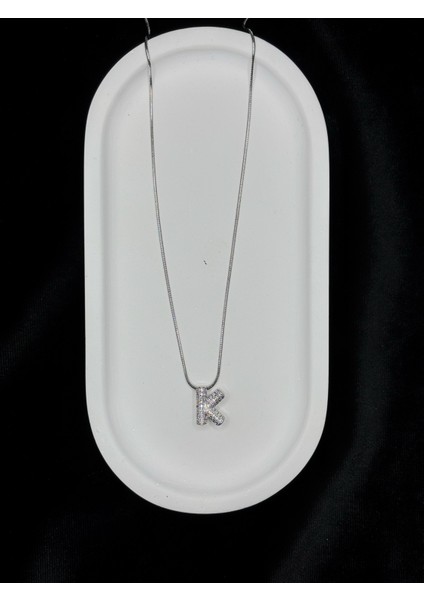 Zirkon Taşlı Gümüş K Harf Kolye