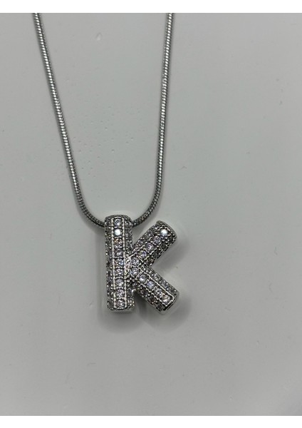 Zirkon Taşlı Gümüş K Harf Kolye modelleri