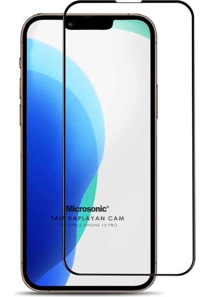 Apple iPhone 13 Pro Tam Kaplayan Temperli Cam Ekran Koruyucu Siyah