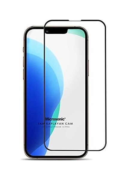 Apple iPhone 13 Pro Tam Kaplayan Temperli Cam Ekran Koruyucu Siyah