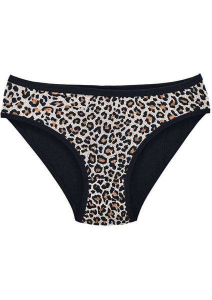 Leopar Desenli Likralı Yumuşak Dokulu Kadın Slip Külot