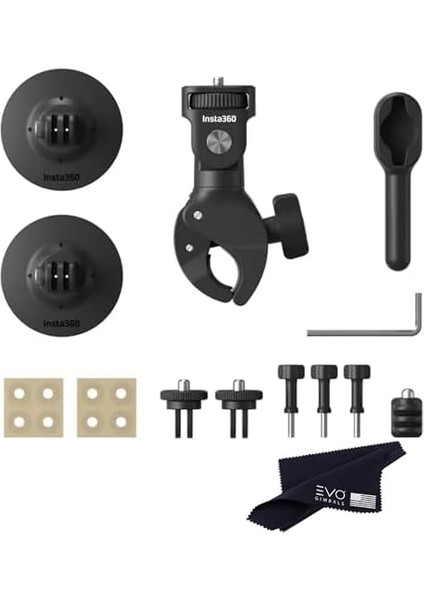 Motosiklet Paketi Yeni Sürüm - Komple Montaj Kiti X4/x3/x2/x 360 Kameralar | Ace/ace Pro/go 3/ Go2/one R/rs, Djı Osmo Action 4/3/2 ve Gopro 12/11/10/9/max ile Uyumlu, Siyah
