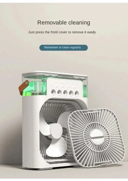 Hava Nemlendirici Uyumlu Vantilatör Serinleticii LED Işıklı Masa Fanı Nemlendiricili fırsatları