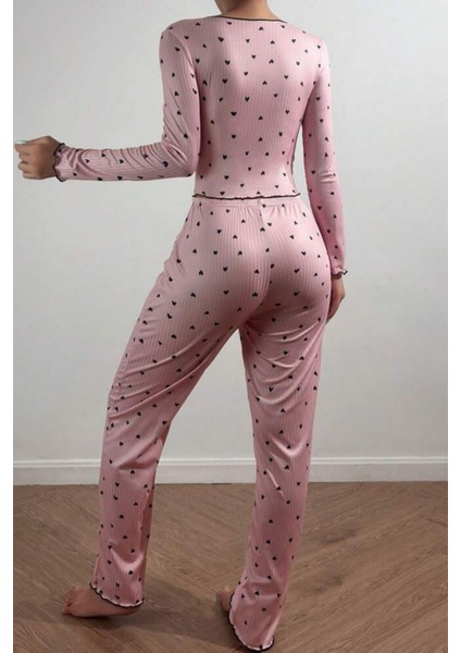 V Yaka Baskılı Fiyonk Detaylı Uzun Pijama Takımı fiyatları