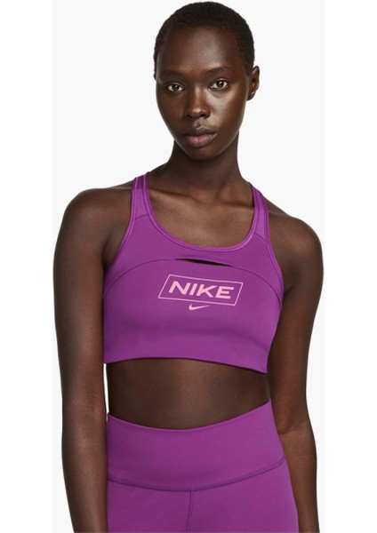 Women's Pro Swoosh Medium-Support Non-Padded Graphic Sports Bra In Purple DQ5252-503
