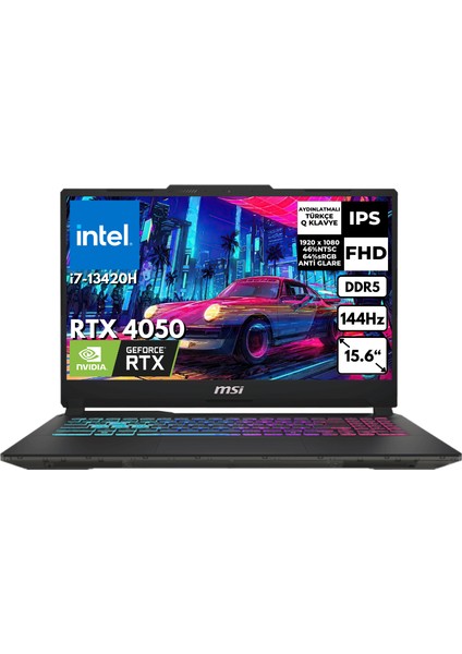 Msı Cyborg 15 I5-13420H 32 GB 2 Tbssd 6gb RTX4050 15.6" Fhd 144Hz Freedos Gaming Notebook A13VE-1478XTR BT11