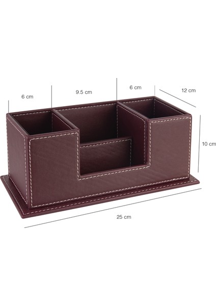 Masaüstü Deri Organizer Kalemlik 4 Gözlü Desktop Organizer Rainbow Vegan 10X12X25 Cm. modelleri