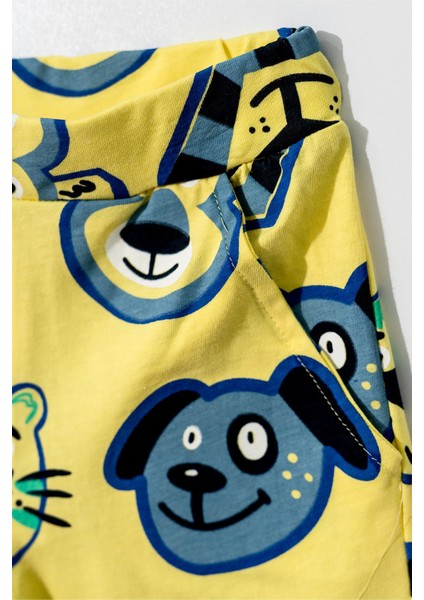 Erkek Çocuk Sax Mavi Basic Tişörtlü Animal Desenli Şortlu Takım fiyatları