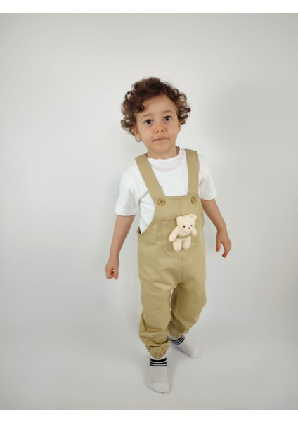 Kısa Kollu Tişört ve Ayıcıklı, Askı Boyu Ayarlanabilen Salopet Tulum 2'li Kız-Erkek Çocuk Takım fırsatları