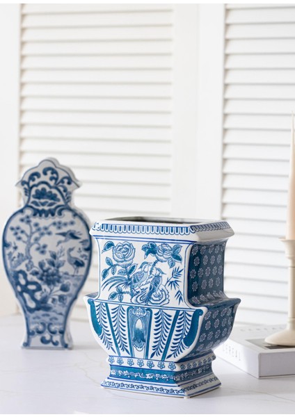 Dekoratif Küp Vazo Mavi 24X13X28 cm fiyatları