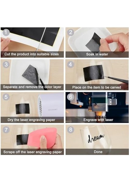 4 Parça Lazer Gravür Işaretleme Kağıdı, Fiber Lazer Gravür Siyah Lazer Gravür Kağıdı, Metal, Cam, Seramik (Yurt Dışından) indirimleri