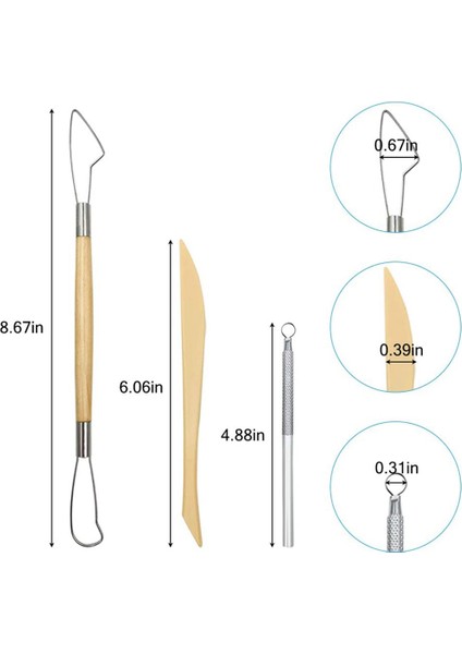 Çömlekçilik Kil Şekillendirme Aletleri, 22 Adet Ahşap Saplı Çömlekçilik Oyma Aletleri ve Metal Kazıyıcı ve Plastik Kil Şekillendirme Aletleri (Yurt Dışından) fırsatları