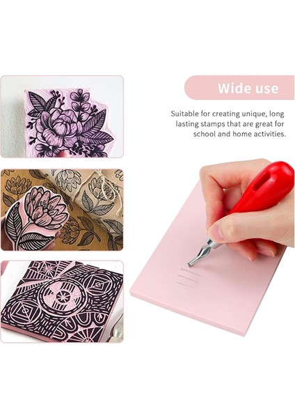 Baskı ve Diğer El Sanatları Kesici Aletler ve Kauçuk Brayer Silindiri ile 5 Paket Kauçuk Blok Damga Oyma Blokları (Yurt Dışından) fırsatları