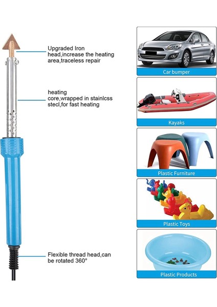 Plastik Kaynak, 80W Plastik Kaynak Makinesi Seti 2 Lehimleme Demir Ucu Ab Fişi ile Araba Tamponu Plastik Tamir Makinesi (Yurt Dışından) fırsatları
