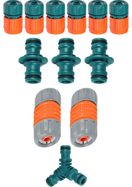 12 Parça Hortum Bağlantı Seti 1/2" Yarım Parmak