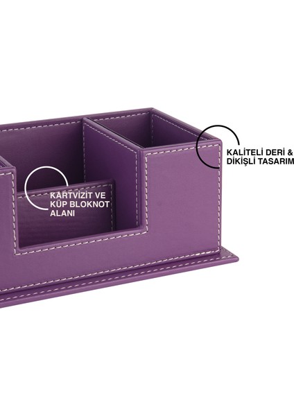 Masaüstü Deri Organizer Kalemlik 4 Gözlü Desktop Organizer Rainbow Vegan 10X12X25 Cm. fırsatları