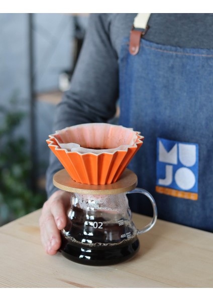 V60 Ahşap Standlı Seramik Dripper Kahve Potu Seti Vol2