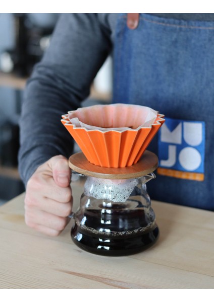 V60 Ahşap Standlı Seramik Dripper Kahve Potu Seti Vol2