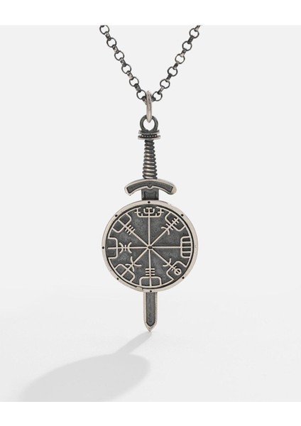Gümüş Viking Pusulası Kolye