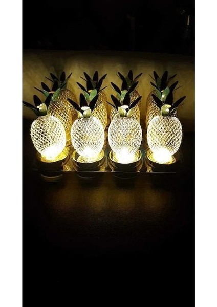Hediyelik LED Ananas Metal 3 Adet (Lisinya)