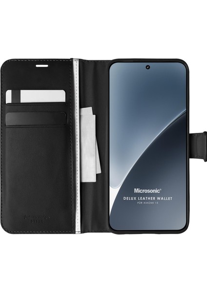 Xiaomi 15 Kılıf Delux Leather Wallet Siyah