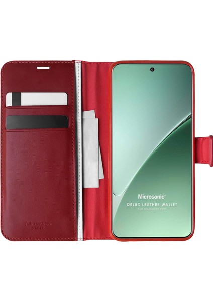 Xiaomi 15 Pro Kılıf Delux Leather Wallet Kırmızı