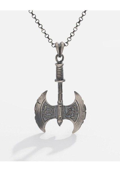 Gümüş Çift Taraflı Balta Kolye