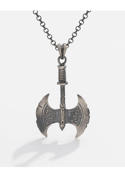 Gümüş Çift Taraflı Balta Kolye