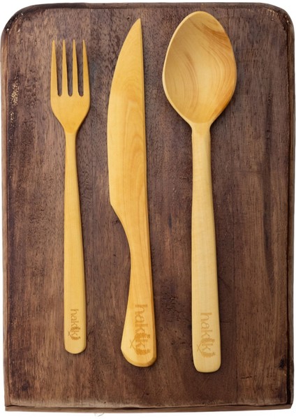 El Yapımı 3'lü Şimşir Yemek Seti