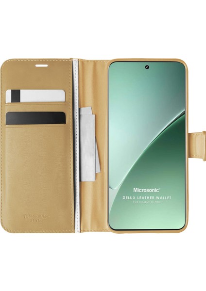 Xiaomi 15 Pro Kılıf Delux Leather Wallet Gold