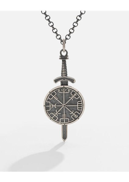 Gümüş Viking Pusulası Kolye