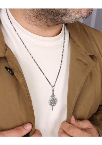 Gümüş Viking Pusulası Kolye fiyatları