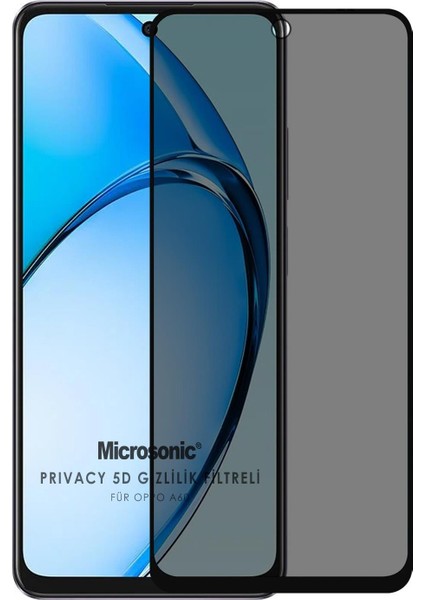 Oppo A60 Privacy 5d Gizlilik Filtreli Cam Ekran Koruyucu Siyah