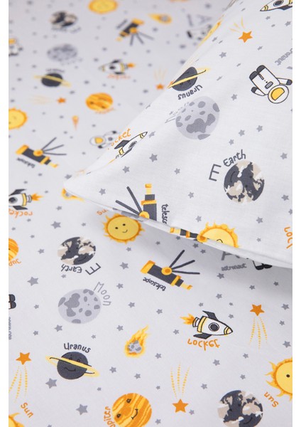 Baby %100 Pamuk Astronot Bebek Nevresim Takımı - Gri