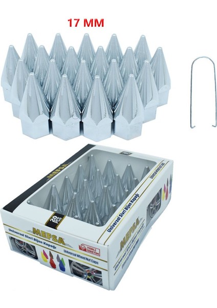 Bijon Kapağı / Sivri / 17 mm / Krom / 20 Adet