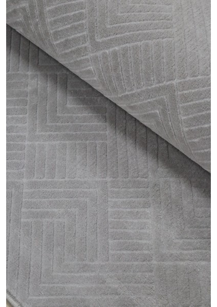 Merinos Anadolu Gri Kaymaz Tabanlı Kesme Kabartmalı Salon Koridor Mutfak Halı