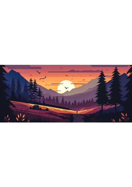 Kaymaz Mousepad Manzara Renkli Desenli Oyuncu Klavye Mouse Pad 70CM x 30CM